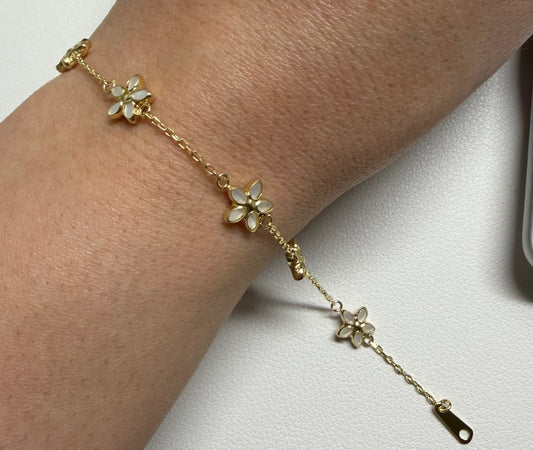 Pulsera de flores de oro italiano de 14K – Talla 7